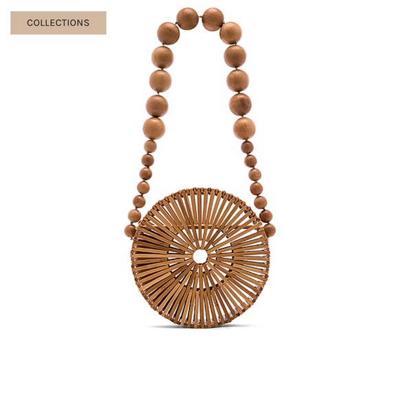 cult gaia Handbags - cult gaia Round Wooden Bead Shoulder Bag in Brown